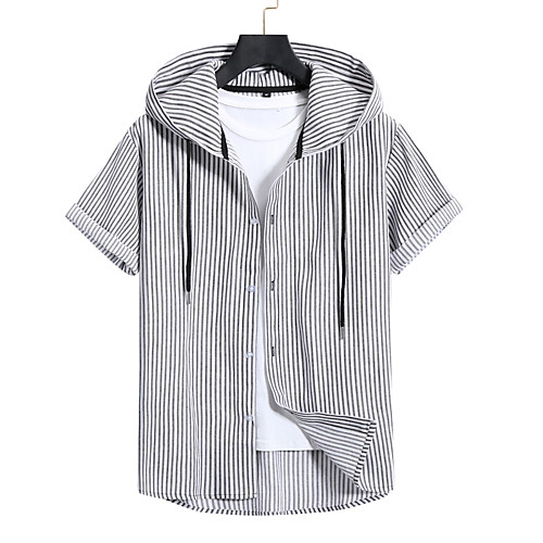 

Men's Shirt Lattice Short Sleeve Casual Tops Casual White