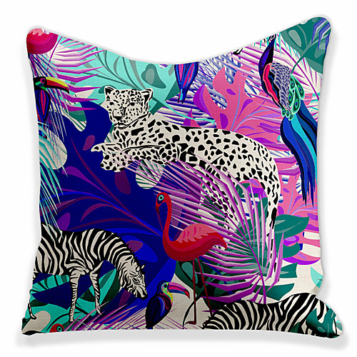 

Double Side 1 Pc Leaf Cushion Cover Print 45x45cm Faux Linen for Sofa Bedroom