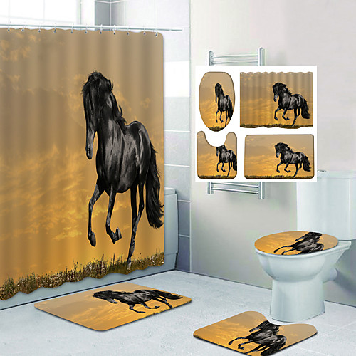 

Shower Curtain & Mat Set Bathroom Polyester Classic Waterproof