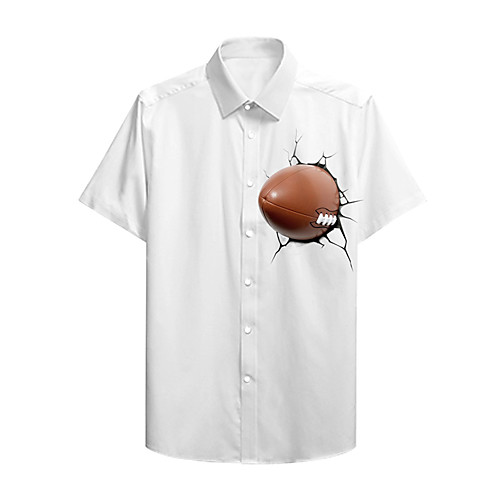

Men's Shirt 3D Print Graphic Prints Button-Down Print Short Sleeve Daily Tops Casual Designer Big and Tall White Red Navy Blue / Summer