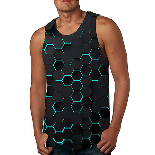 

Men's Tank Top Vest Undershirt 3D Print 3D 3D Print Sleeveless Daily Tops Casual Beach Black