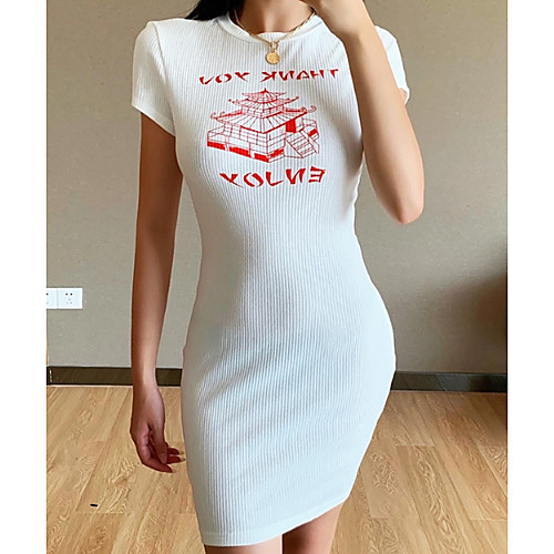 

Women's A Line Dress Short Mini Dress Maximum code weight: 0.15kg Composition: 70% cotton 30% polyester Fabric: CVC rib White Short Sleeve Geometric Summer Round Neck Elegant 2021 S M L