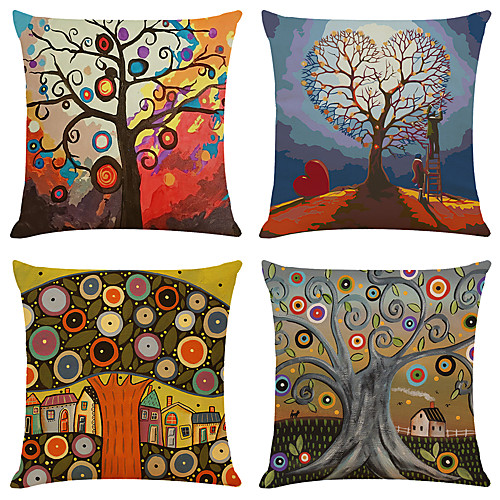 

Cushion Cover 4PCS Faux Linen Soft Halloween Simple Classic Square Throw Pillow Cover Cushion Case Pillowcase for Sofa Bedroom 45 x 45cm (18 x 85 Inch)Superior Quality Machine Washable