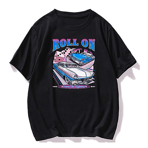 

Men's Unisex T shirt Hot Stamping Graphic Prints Car Plus Size Print Short Sleeve Casual Tops 100% Cotton Basic Casual Fashion Black