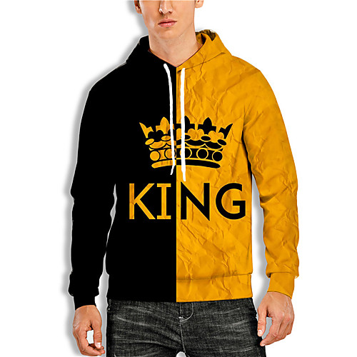 

Men's Pullover Hoodie Sweatshirt Graphic Prints Letter Print Hooded Daily Sports 3D Print 3D Print Casual Hoodies Sweatshirts Long Sleeve Yellow