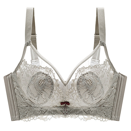 

Women's Bra Wireless 3/4 Cup Lace Textured Sexy Army Green