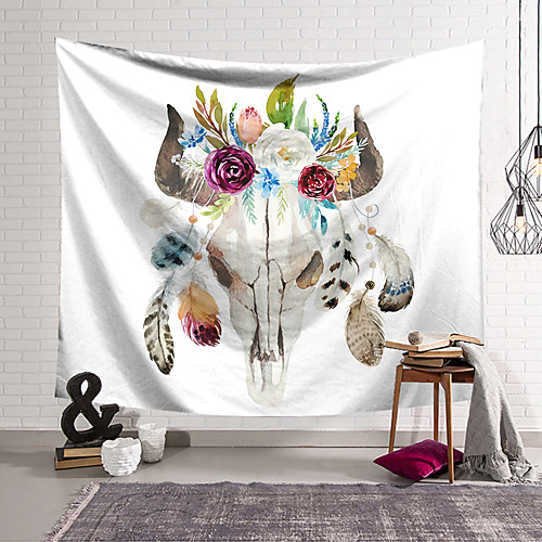 

Wall Tapestry Art Decor Blanket Curtain Hanging Home Bedroom Living Room Decoration Polyester Head Flower Feather