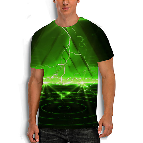 

Men's T shirt Graphic 3D Plus Size Print Short Sleeve Daily Tops Basic Casual Multi color Purple Yellow