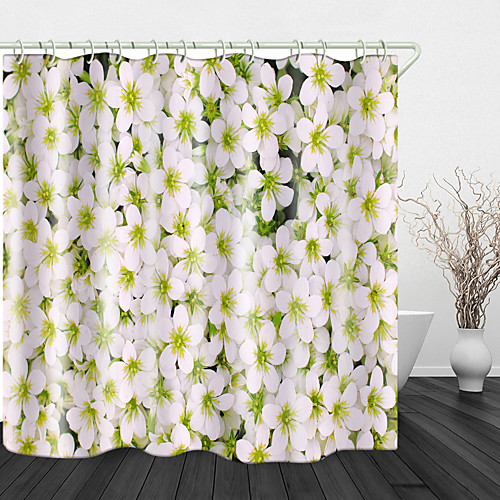 

Beautiful Fresh Flowers Print Waterproof Fabric Shower Curtain for Bathroom Home Decor Covered Bathtub Curtains Liner Includes with Hooks 72 Inch