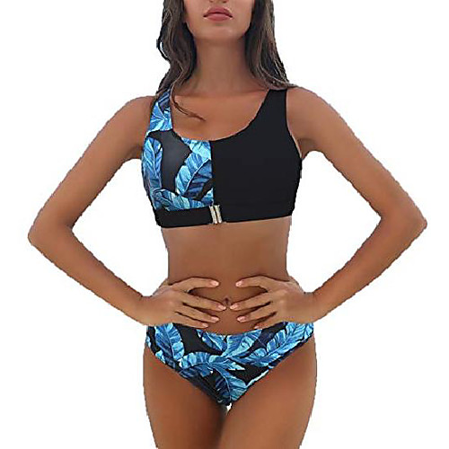 

Women's Bikini Swimsuit Blue and White Stripe Green and white Orange Leopard Red Leopard Swimwear Bathing Suits Casual