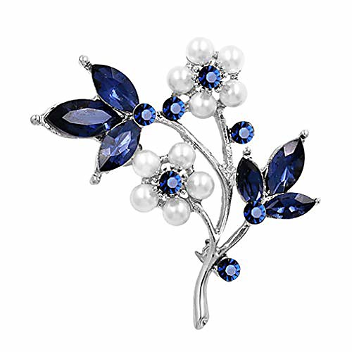 

crystal flower brooches pin with simulated pearl bouquet jewelry accessories for women,silver