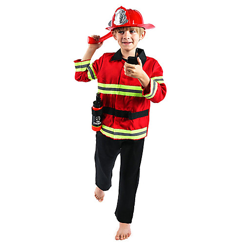 

Firefighter Cosplay Costume Adults' Women's Halloween Halloween Festival / Holiday Polyester Red Women's Easy Carnival Costumes
