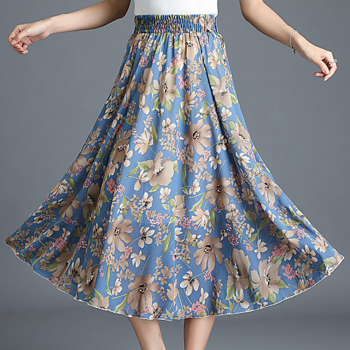 

Women's Date Weekend Streetwear Sophisticated Skirts Graphic Floral Pleated Print Black Blue Purple