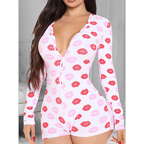 

Women's Ordinary Red Blushing Pink Wine Romper Letter Print