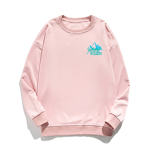 

Women's Hoodie Sweatshirt Stone Print Daily Other Prints Basic Hoodies Sweatshirts Loose Blue Blushing Pink White