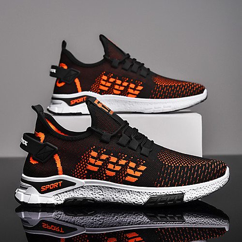 

Men's Trainers Athletic Shoes Sporty Casual Daily Outdoor Running Shoes Walking Shoes Elastic Fabric Tissage Volant Breathable Non-slipping Wear Proof Black / Red Orange / Black BlackGray Spring