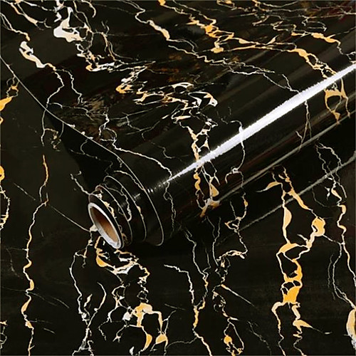 

Smooth Black Stainless Steel Marble Pattern Skirting Line Living Room Kitchen Bathroom Waist Line Decoration Stickers Stairs Self-adhesive Wall Stickers 60300cm