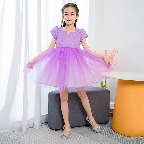 

Princess Short / Mini Flower Girl Dresses Event / Party Tulle Short Sleeve V Neck with Bow(s) / Holiday