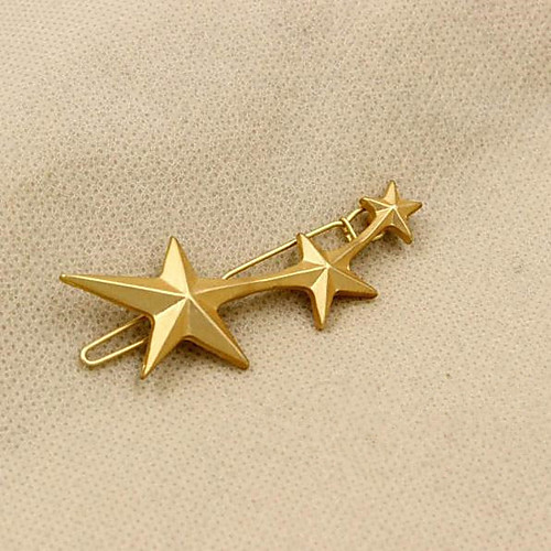 

european and american foreign trade hair accessories sweet golden silver three five-pointed star hairpins one-word clip side clip cf117