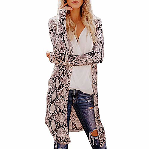 

Women's Coat Casual / Daily All Seasons Long Coat V Neck Regular Fit Casual Jacket Dot Others Screen Color Snake skin