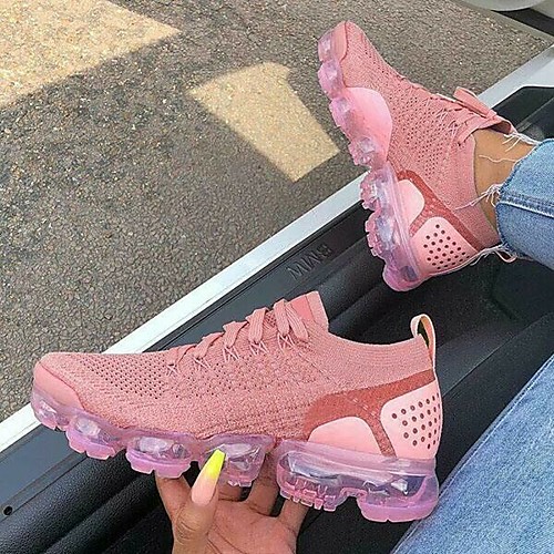 

Women's Trainers Athletic Shoes Flyknit Shoes Flat Heel Round Toe Sporty Athletic Outdoor Running Shoes Walking Shoes Mesh Lace-up White Purple Black
