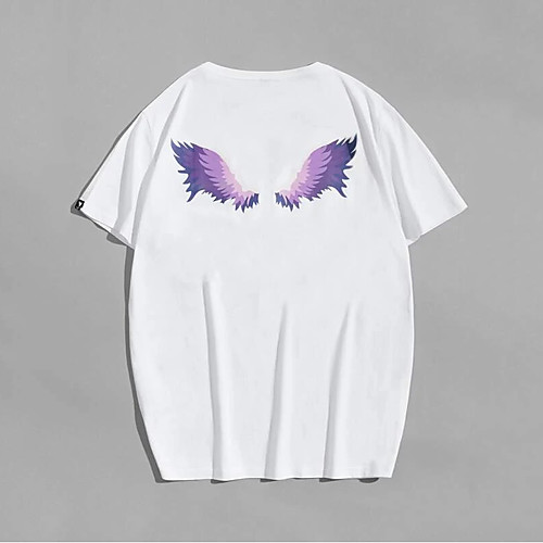 

Men's Unisex T shirt Shirt Hot Stamping Wings Plus Size Print Short Sleeve Casual Tops 100% Cotton Basic Casual Fashion Round Neck White / Summer