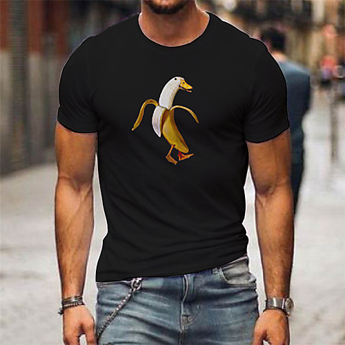 

Men's Unisex Tee T shirt Shirt Hot Stamping Banana Animal Plus Size Print Short Sleeve Casual Tops 100% Cotton Casual Fashion Designer Big and Tall Round Neck Red / White WhiteOrange Blue / Summer