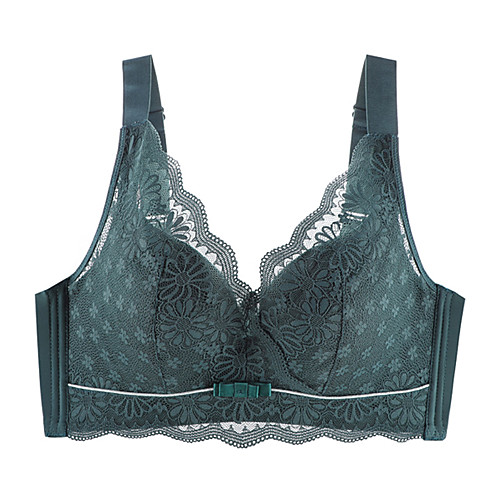 

Women's Plus Size Bra Wireless Full Coverage Lace Textured Sexy Purple