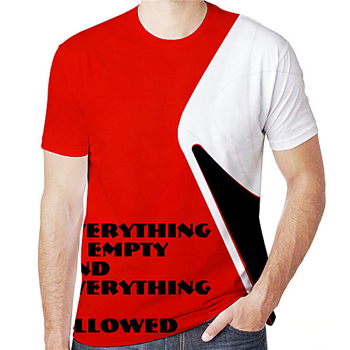 

Men's T shirt 3D Print Graphic Prints Letter Print Short Sleeve Daily Tops Casual Designer Big and Tall Red
