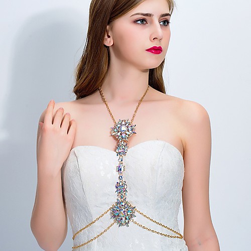 

Body Chain Sexy Baroque Women's Body Jewelry For Holiday Date Cross Body Alloy Gold Rainbow White 1 pc