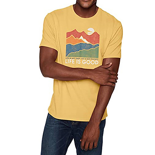 

Men's Unisex Tee T shirt Shirt Hot Stamping Graphic Prints Landscape Plus Size Print Short Sleeve Casual Tops 100% Cotton Basic Designer Big and Tall Round Neck Yellow / Sports / Summer