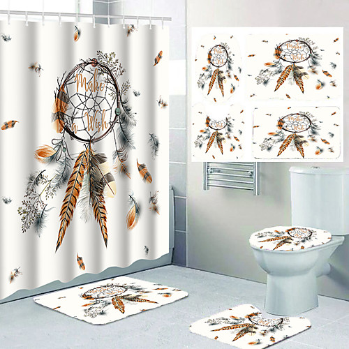 

Dreamcatcher Printing Bathroom Shower Curtain Leisure Toilet Four-piece Set