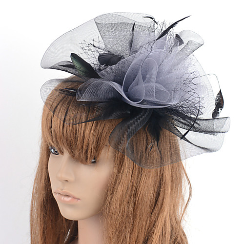 

Retro Hyperbole Tulle Fascinators with Feather / Flower 1 Piece Special Occasion / Party / Evening Headpiece