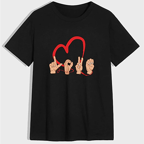 

Men's Unisex T shirt Hot Stamping Graphic Prints Hand Plus Size Print Short Sleeve Casual Tops 100% Cotton Basic Casual Fashion Black