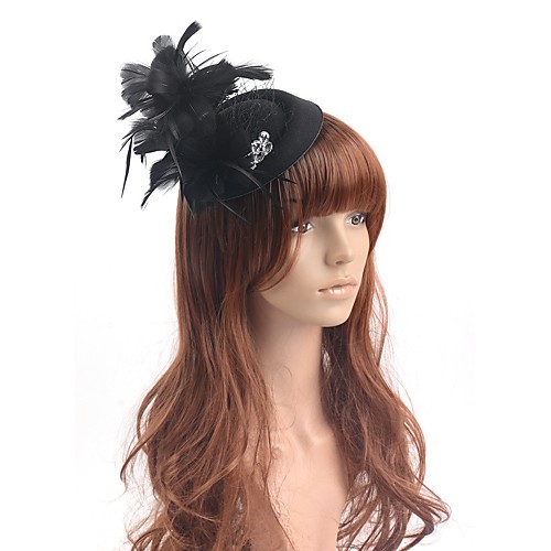 

1920s Retro Feathers / Net Fascinators with Feather / Crystals / Rhinestones 1 Piece Special Occasion / Party / Evening Headpiece