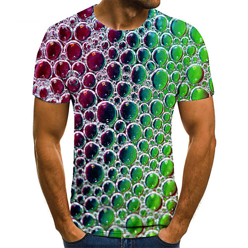 

Men's T shirt Shirt 3D Print Graphic 3D Print Print Short Sleeve Casual Tops Casual Fashion Round Neck Green / Navy