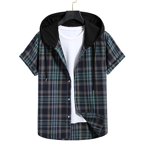 

Sweatshirt Shirt Men's Color Block Plain non-printing Patchwork Casual Short Sleeve Tops Navy Blue