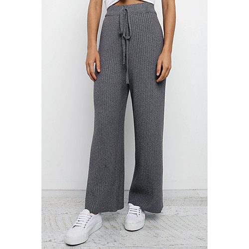 

Women's Stylish Chino Comfort Daily Work Chinos Pants Plain Full Length Elastic Drawstring Design Grey