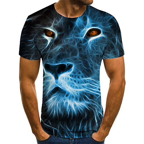 

Men's T shirt Shirt 3D Print Animal 3D Print Print Short Sleeve Casual Tops Casual Fashion Round Neck Black / Red