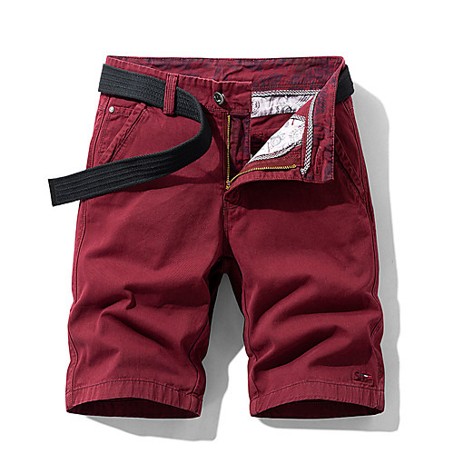 

Men's Chino Cargo Shorts Casual Daily Shorts Tactical Cargo Pants Plain Short Pocket Deep Blue Wine Black Khaki
