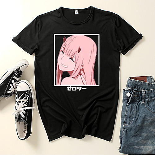 

Inspired by Darling in the Franxx Zero Two Cosplay Costume T-shirt Polyester / Cotton Blend Graphic Prints Printing Harajuku Graphic T-shirt For Women's / Men's