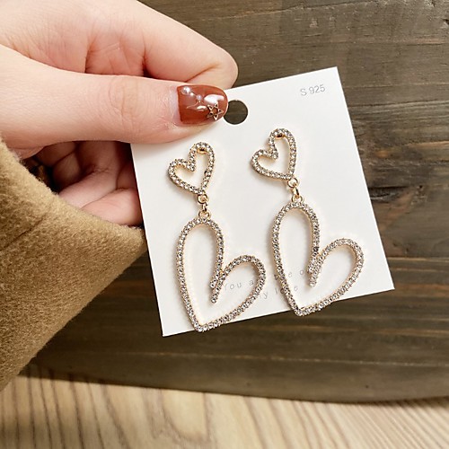 

Women's Earrings Drop Sweet Heart Stylish European Sweet Imitation Diamond Earrings Jewelry Gold For Street Date Birthday Beach Festival