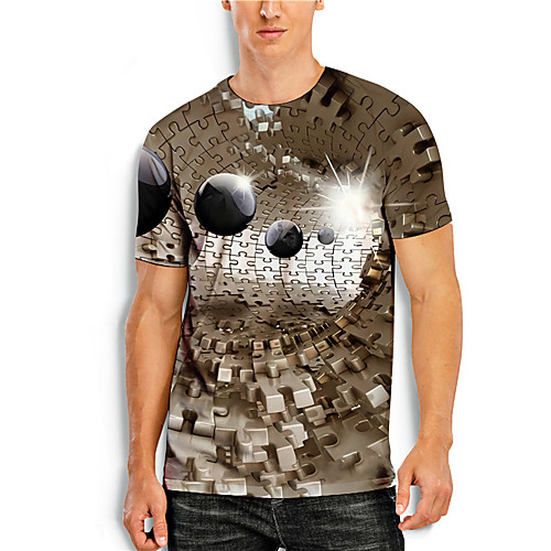 

Men's T shirt Shirt 3D Print Graphic Graphic Prints 3D Print Short Sleeve Daily Tops Basic Casual Round Neck Brown / Summer