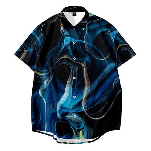 

Shirt Men's Lightning 3D Print Button-Down 3D Print Casual Short Sleeve Tops Casual Fashion Breathable Comfortable Black