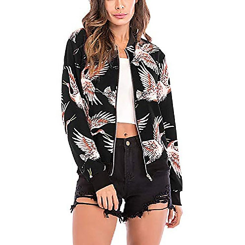 

Women's Coat Print Sporty Floral Fall V Neck Regular Training Long Sleeve 416 Gradient / Spring / Holiday / Cotton