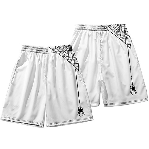 

Casual / Sporty Athleisure Men's Jogger Shorts Daily Holiday Pants Short Spider Elastic Waist 3D Print White