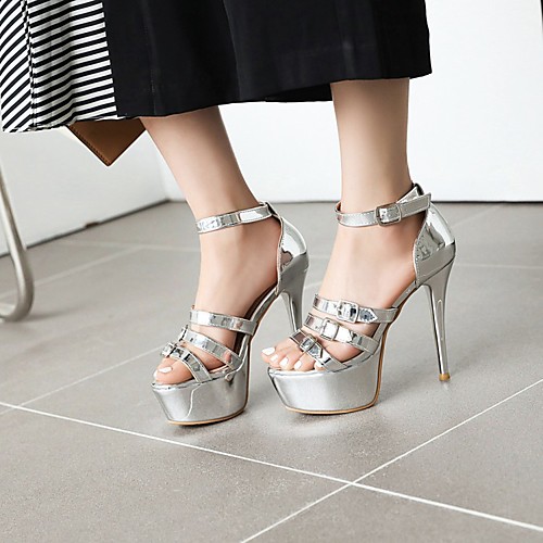 

Women's Sandals Stiletto Heel Round Toe PU Synthetics Black Yellow Green