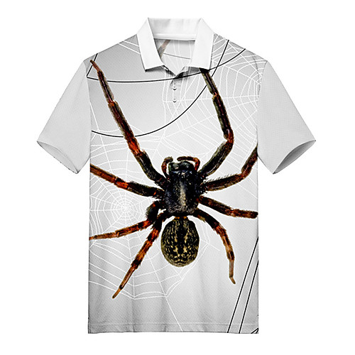 

Men's Golf Shirt Tennis Shirt 3D Print Spider Animal Button-Down Print Short Sleeve Casual Tops Casual Fashion Soft Breathable Gray / Sports