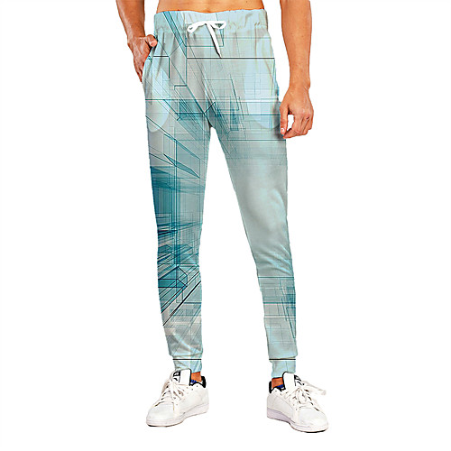 

Men's Novelty Casual / Sporty Breathable Quick Dry Sports Casual Holiday Pants Sweatpants Pants Graphic 3D Full Length Print Light Green