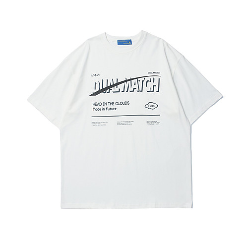 

Men's T shirt Hot Stamping Graphic Prints Letter Print Short Sleeve Casual Tops 100% Cotton Basic Casual Fashion White Black